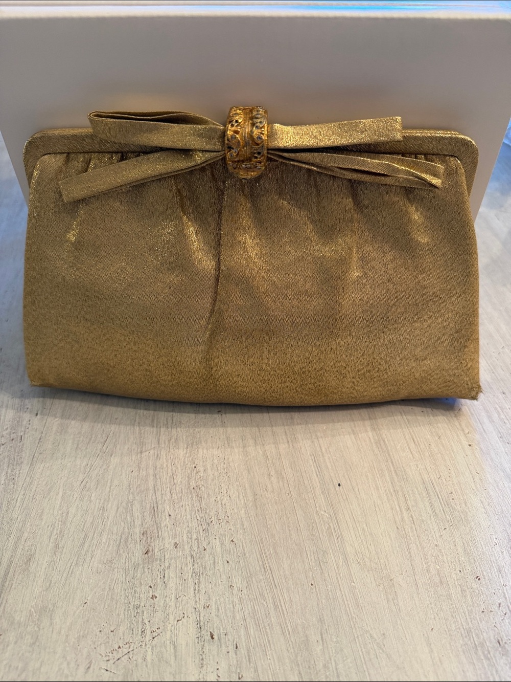 Gold Bow Accent Evening Clutch